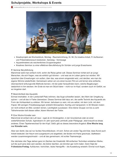 Schulprojekte, Workshops und Events