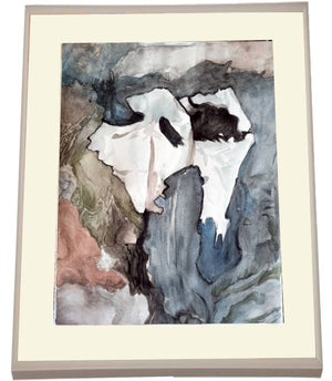 Originales Aquarell vom Artefakt 17.1 aus dem blauen Skizzenbuch im Passepartouts und Alurahmen von johann franki