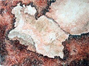 Aquarell von johann franki: Artefakt, interpretiertes vergrößertes Detail – lichtechte Farben auf Aquarellpapier, exklusiv auf  malamadita.de