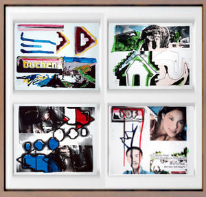 Ein gerahmtes Beispielarrangement mit 4 Motiven aus einer Webslamserie mit einer Auflage von 10 Blättern je Motiv, von johann franki