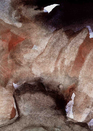 Giclee-Druck von johann franki: Felslandschaft mit Höhle, Altrose mit weißen Ecken – Fine-Art Poster aus dem Blauen Skizzenbuch, Blatt 21.2.