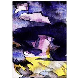 Gicleé-Druck von johann franki: Kompostion von texturierten shapes in Gelb und Komplementär-Violett und den Grundtönen – Fine-Art Poster aus dem Blauen Skizzenbuch, Blatt 13.2 malamadita